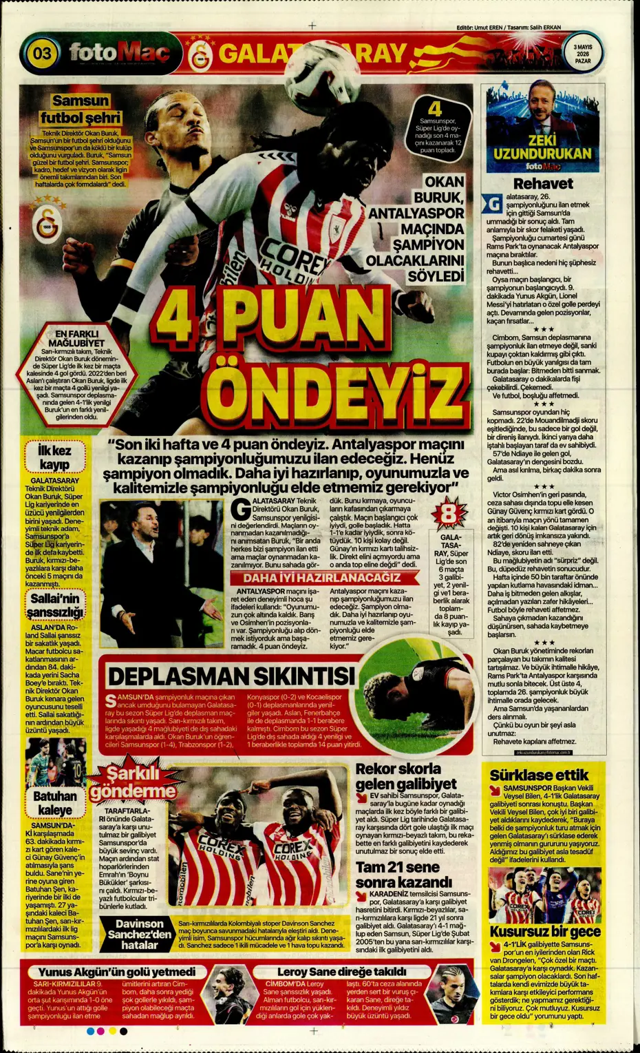 Galatasaray dördüncüyü ararken dört yedi | Sporun manşetleri - 3 Galatasaray dördüncüyü ararken dört yedi | Sporun manşetleri - 3