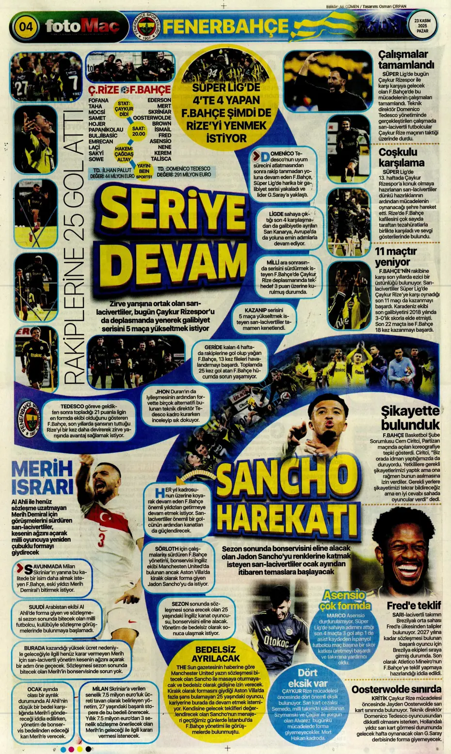 "Jadon Sancho bedavaya Fenerbahçe'ye" | Sporun manşetleri - 17