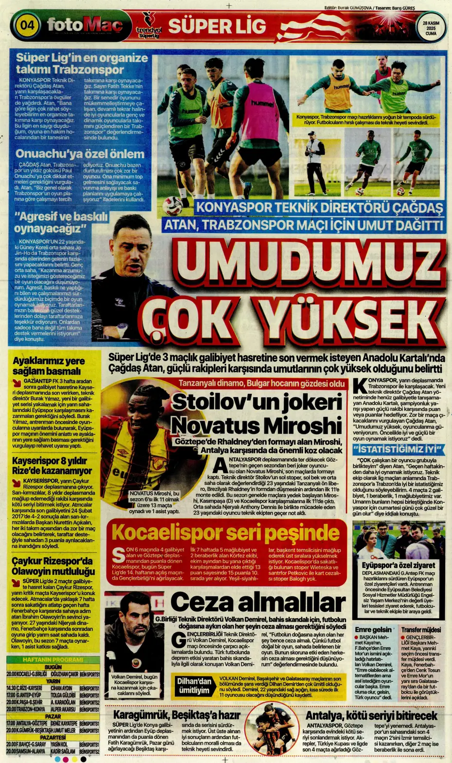 "Avrupa'nın lideri Samsunspor" | Sporun manşetleri - 23