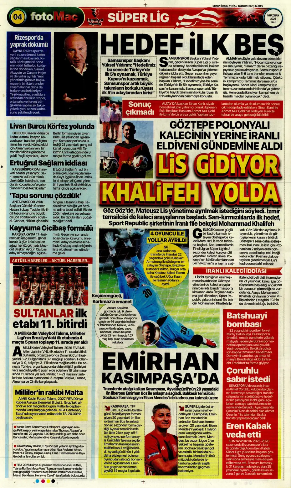 Aziz Yıldırım sonrası ilk ayrılık için İstanbul'a geliyorlar | Sporun manşetleri - 5 Aziz Yıldırım sonrası ilk ayrılık için İstanbul'a geliyorlar | Sporun manşetleri - 5