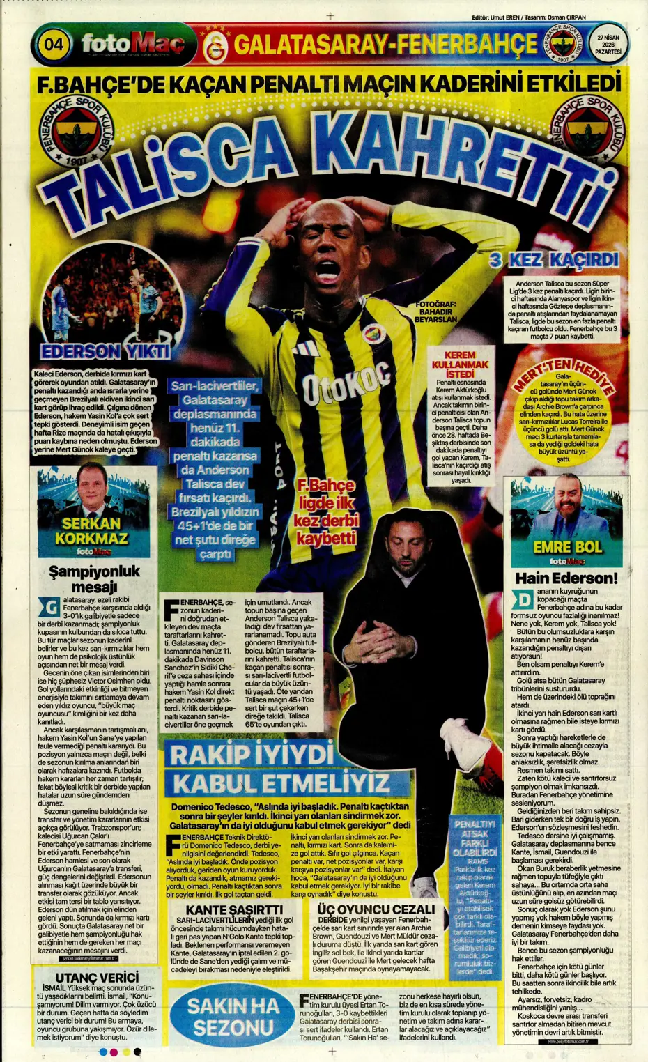 "Aslan Fener'i 7 bitirdi" | Sporun manşetleri - 6 "Aslan Fener'i 7 bitirdi" | Sporun manşetleri - 6