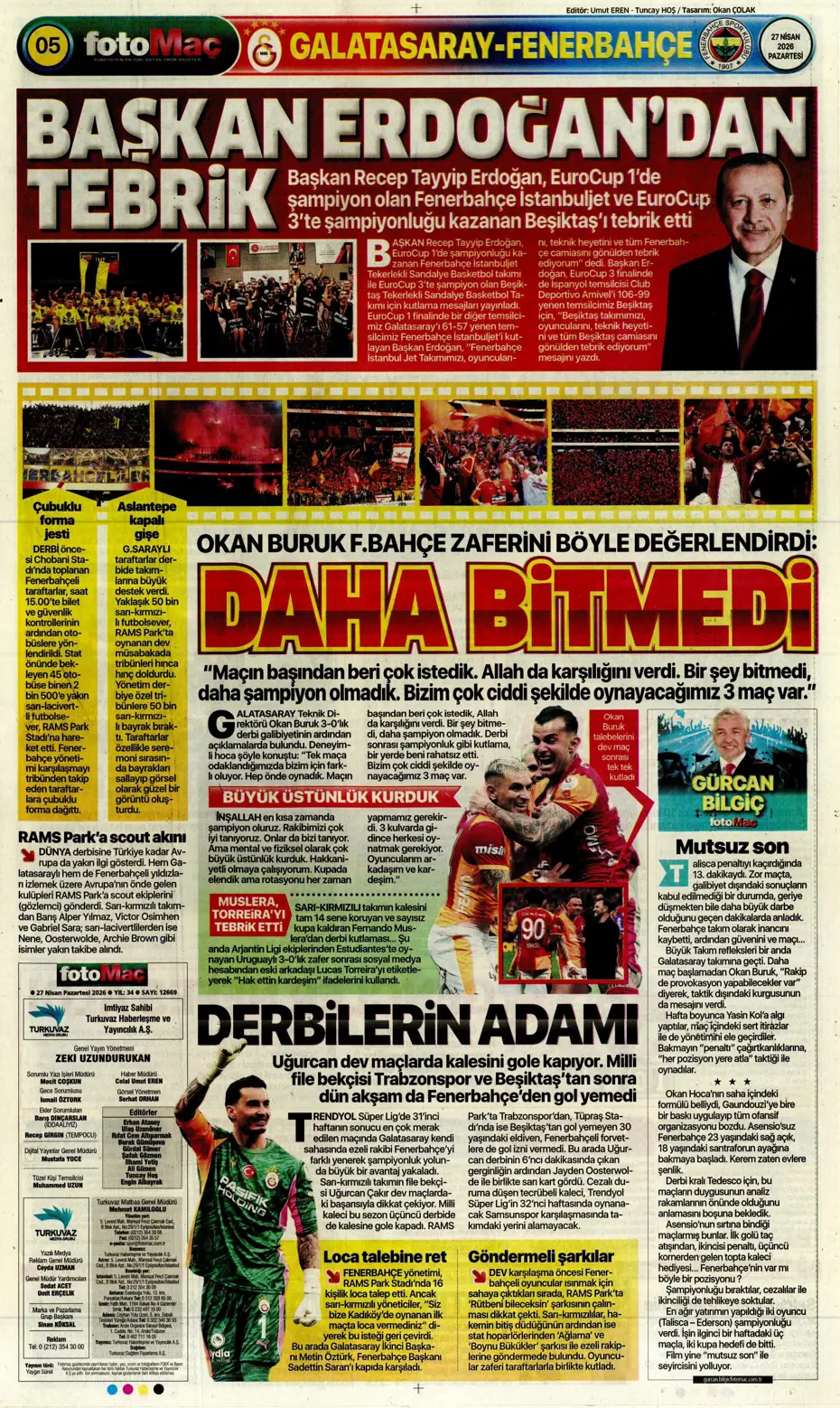 "Aslan Fener'i 7 bitirdi" | Sporun manşetleri - 8 "Aslan Fener'i 7 bitirdi" | Sporun manşetleri - 8