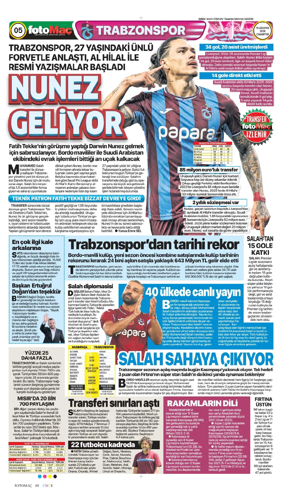 "Darwin Nunez geliyor" | Sporun manşetleri - 8 "Darwin Nunez geliyor" | Sporun manşetleri - 8
