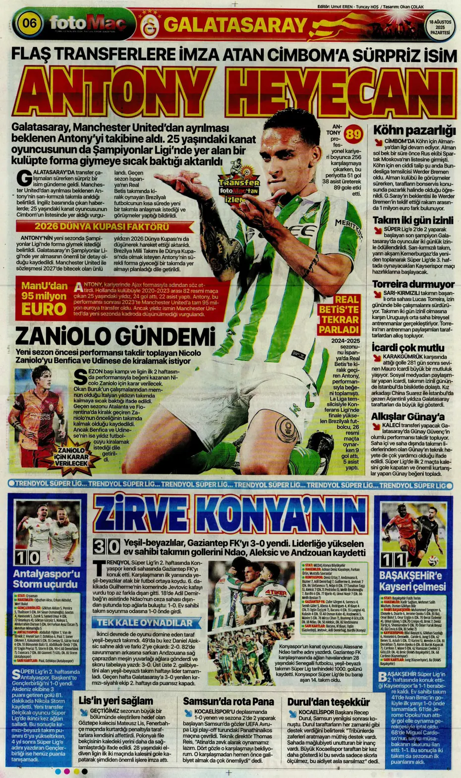"Galatasaray'dan Antony bombası" | Sporun manşetleri - 23