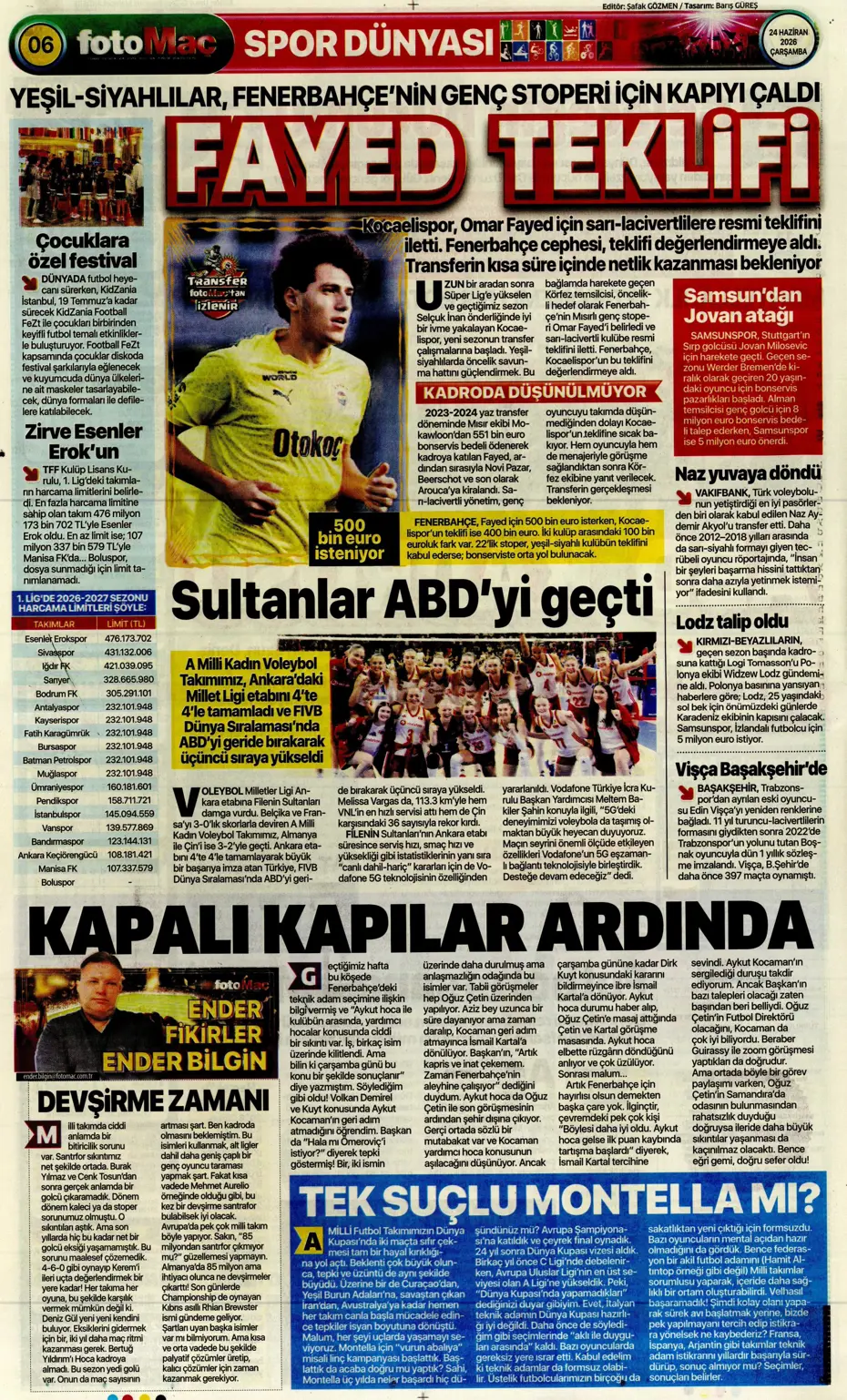 Shomurodov'a karşılık 3 isim! Fenerbahçe'den yılın takası | Sporun manşetleri - 5