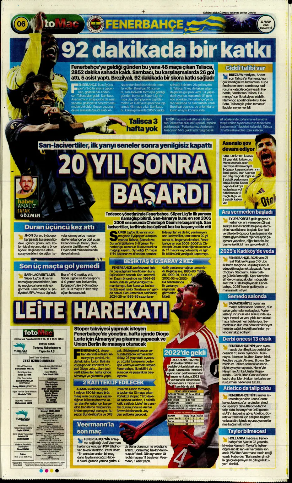 "Fenerbahçe'de 2 isim takımdan ayrılıyor: 35 milyon euro" | Sporun manşetleri - 2