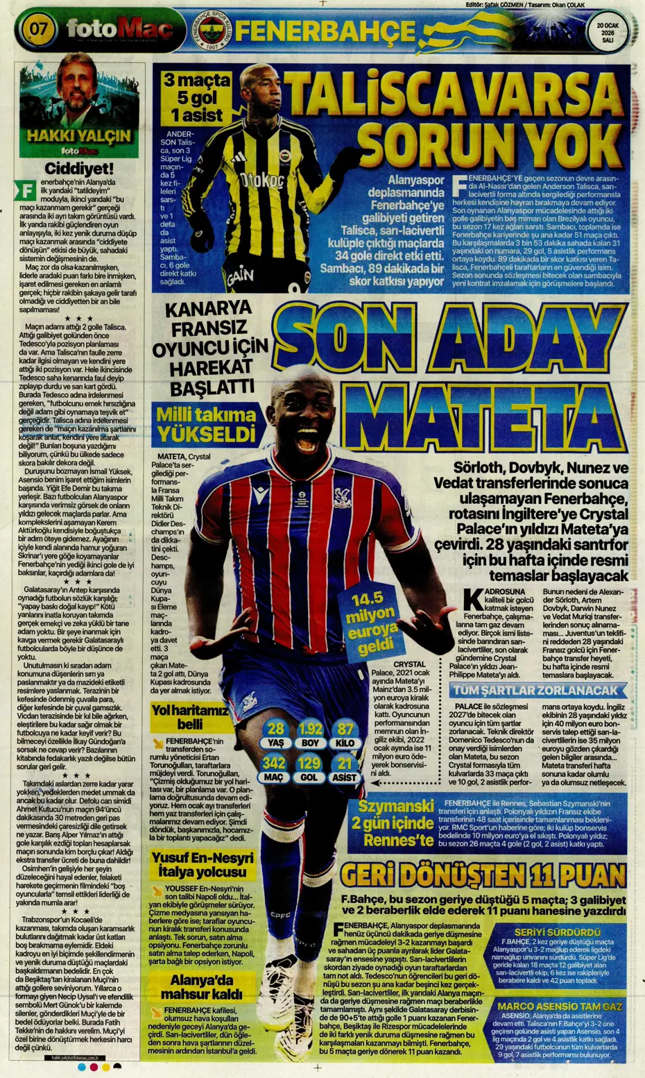 "Fenerbahçe'de 10 milyon euroya 2 senelik imza" | Sporun manşetleri  - 2