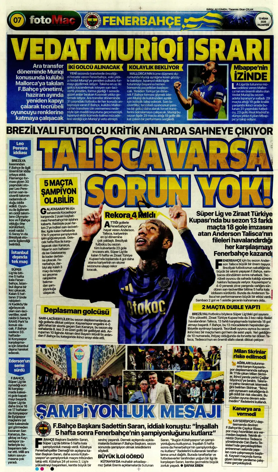 "Aslan krize girdi" | Sporun manşetleri - 7