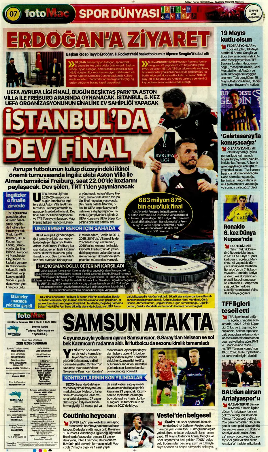 Conte yanında dünyaca ünlü yıldızı da Fenerbahçe'ye getiriyor | Sporun manşetleri - 9