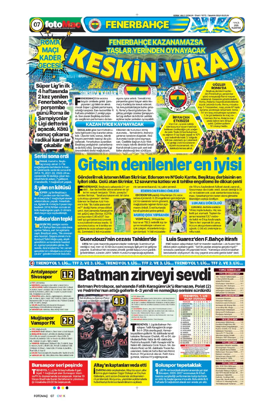 "İsmail Kartal'ın kader virajı" | Sporun manşetleri - 7