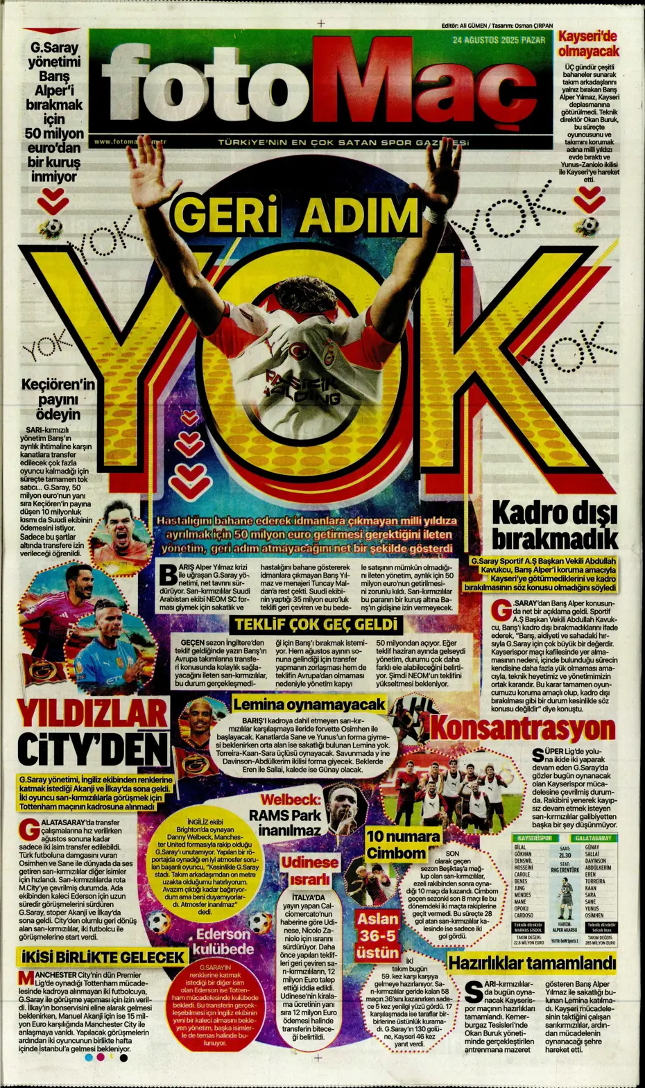"Galatasaray'a üçlü piyango" | Sporun manşetleri - 32