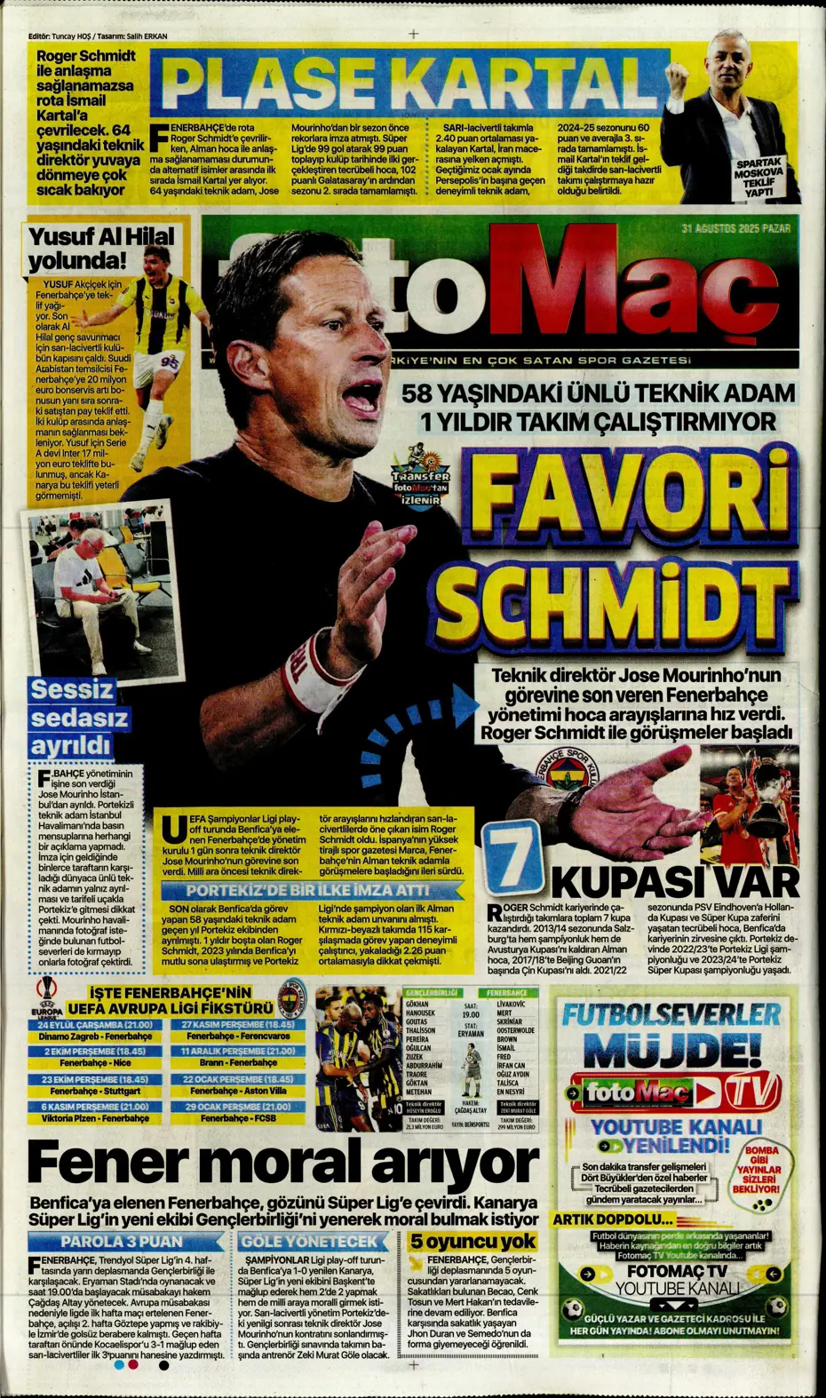 "Roger Schmidt'ten Fenerbahçe kararı" | Sporun manşetleri - 25