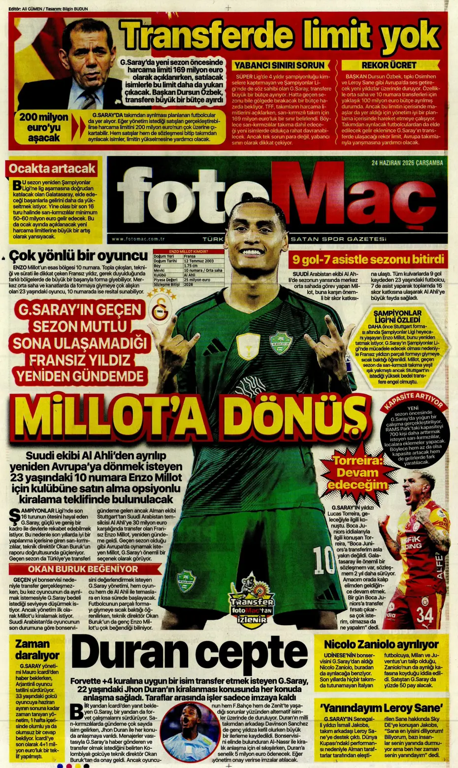 Shomurodov'a karşılık 3 isim! Fenerbahçe'den yılın takası | Sporun manşetleri - 13