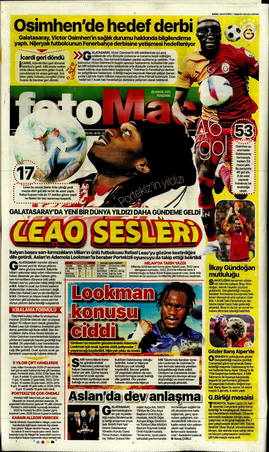 "Leao bombası" | Sporun manşetleri - 14