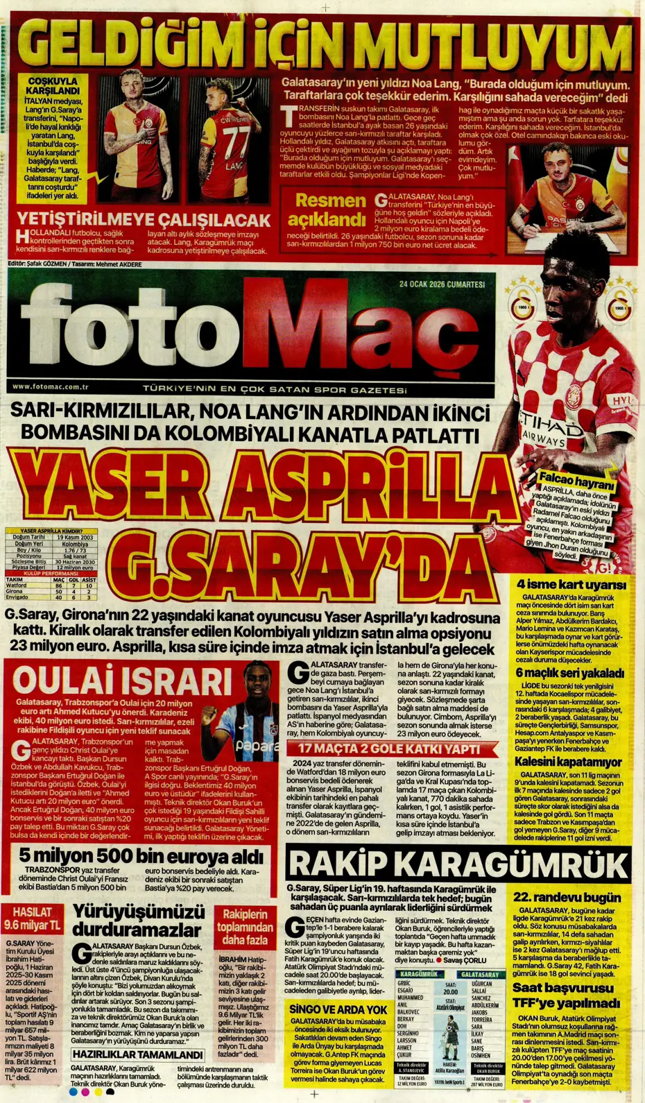 "Yaser Asprilla, Galatasaray'da" | Sporun manşetleri - 6