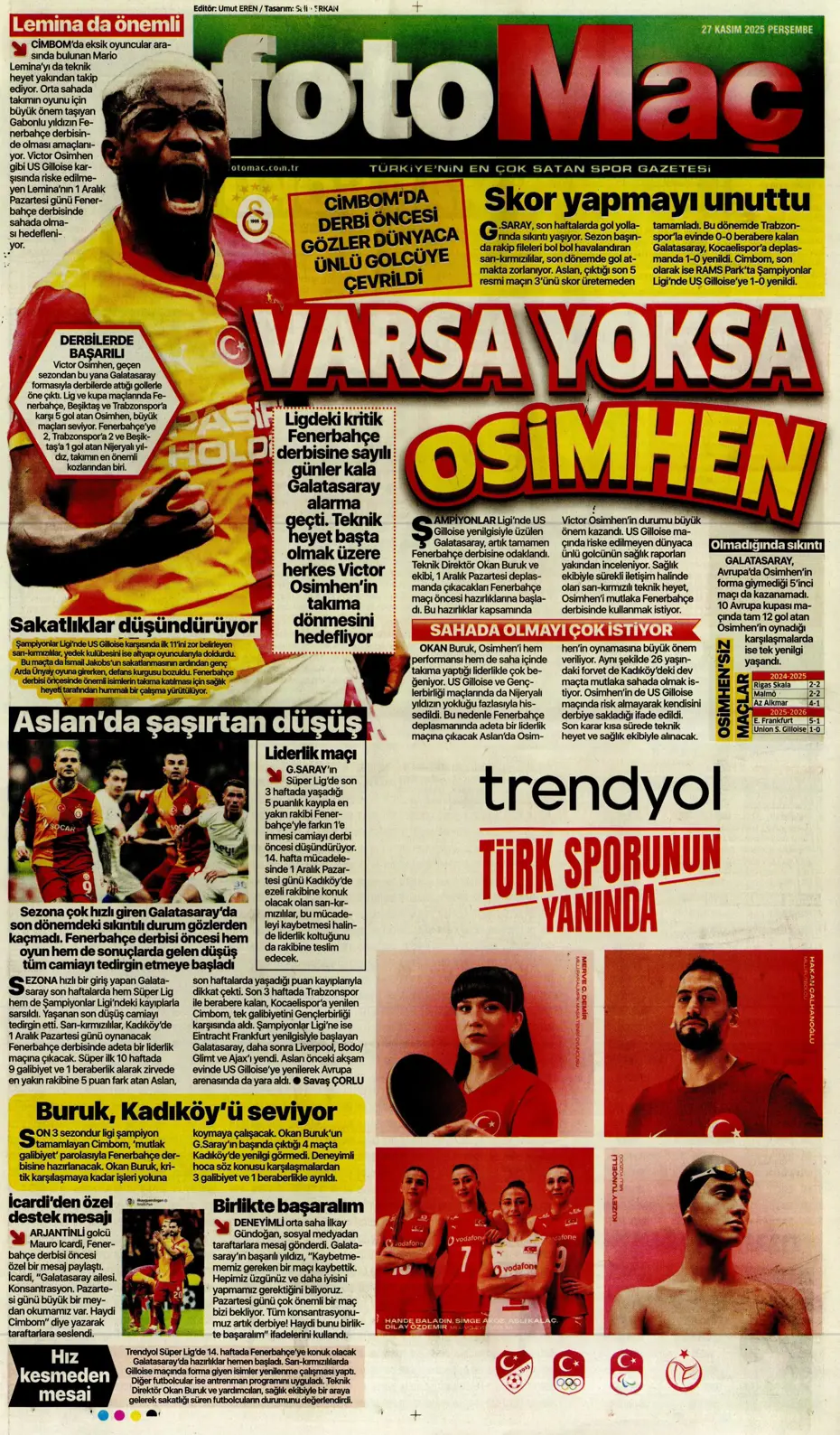 "Galatasaray'ı FIFA virüsü sardı" | Sporun manşetleri - 18