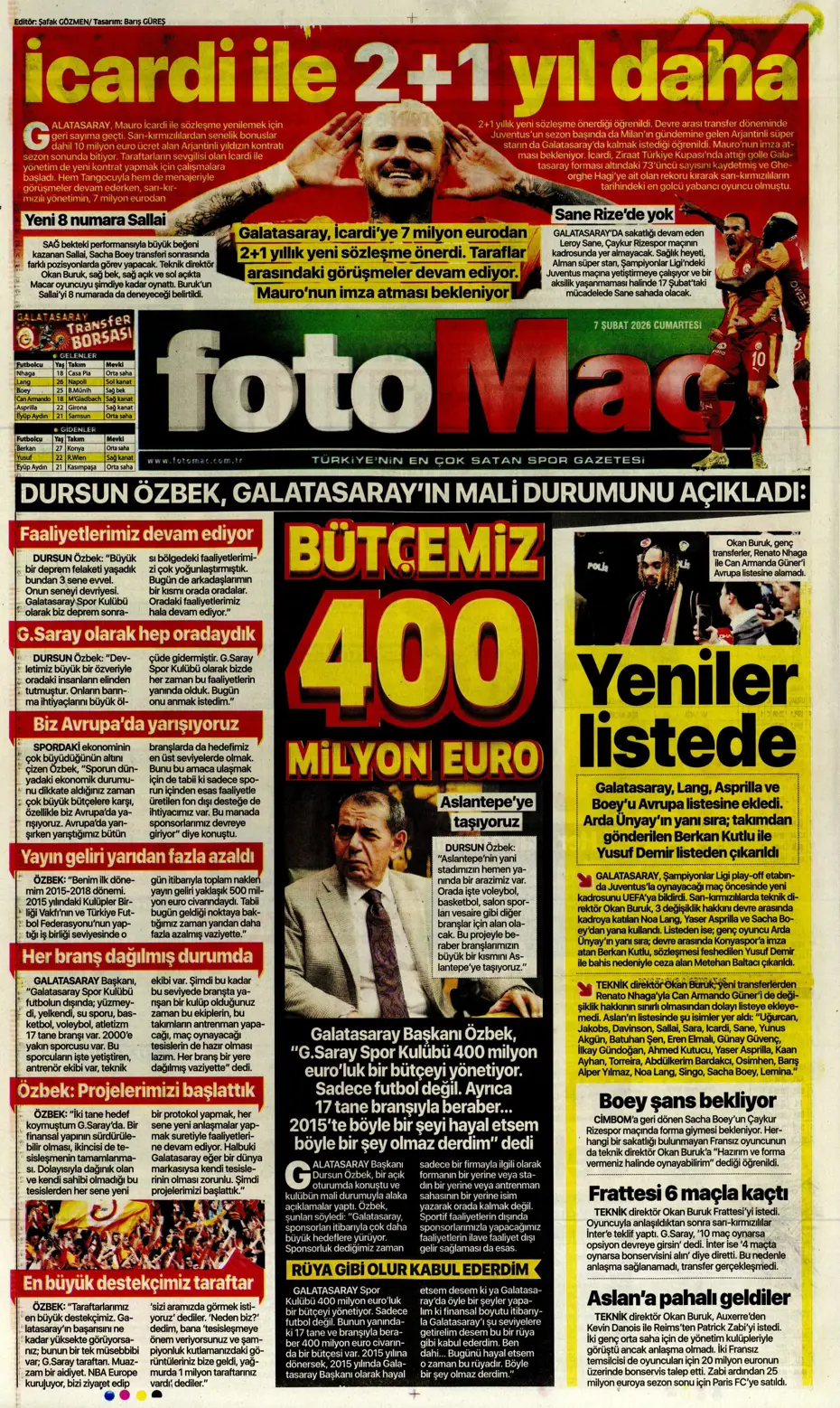 "Icardi ile 2+1 yıl daha" | Sporun manşetleri - 16