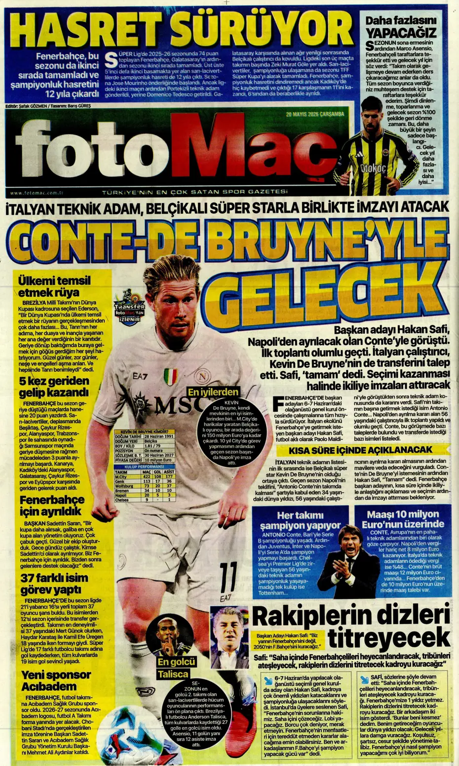Conte yanında dünyaca ünlü yıldızı da Fenerbahçe'ye getiriyor | Sporun manşetleri - 12