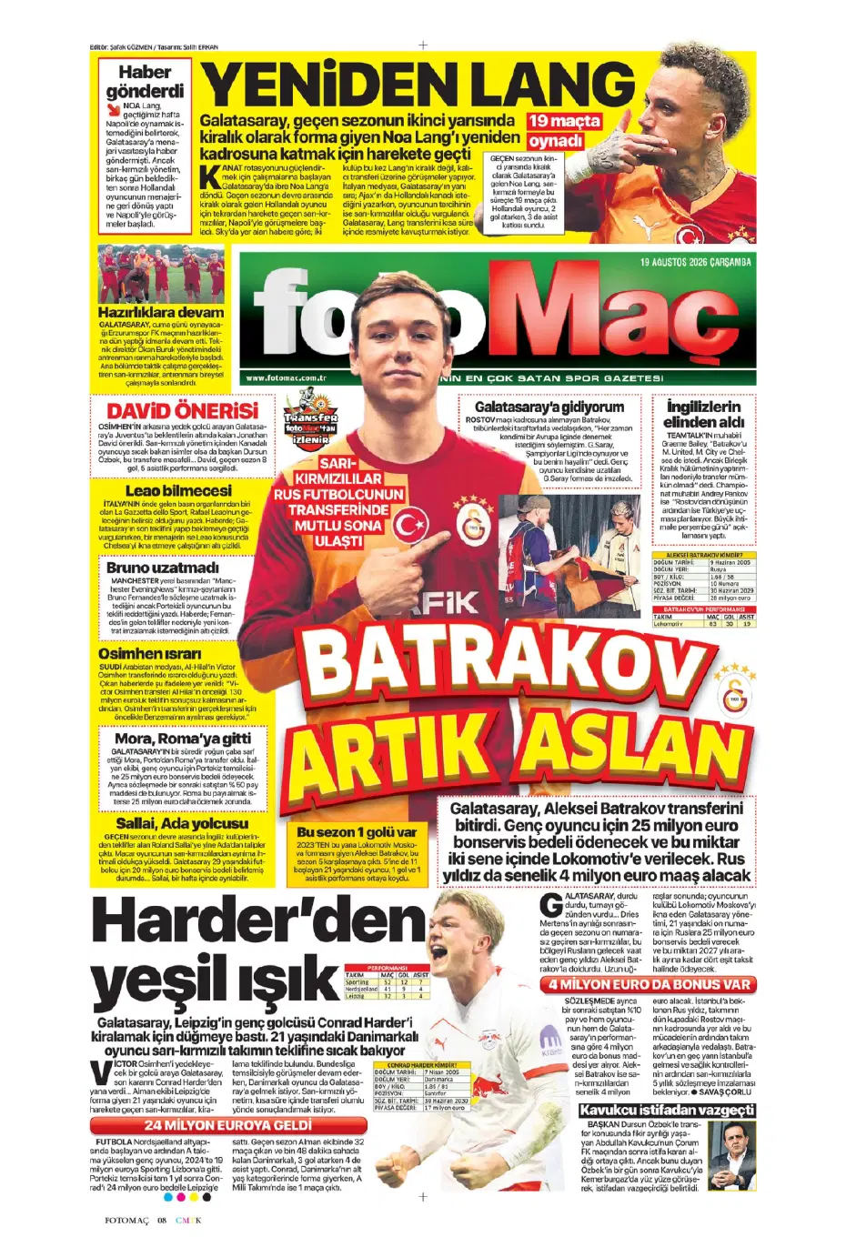 "Batrakov: Galatasaray'a gidiyorum" | Sporun manşetleri - 23