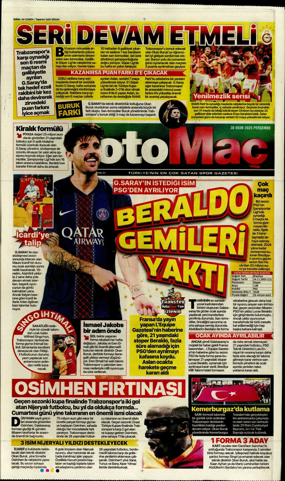 "Talisca teklife "Evet" dedi" | Sporun manşetleri - 18