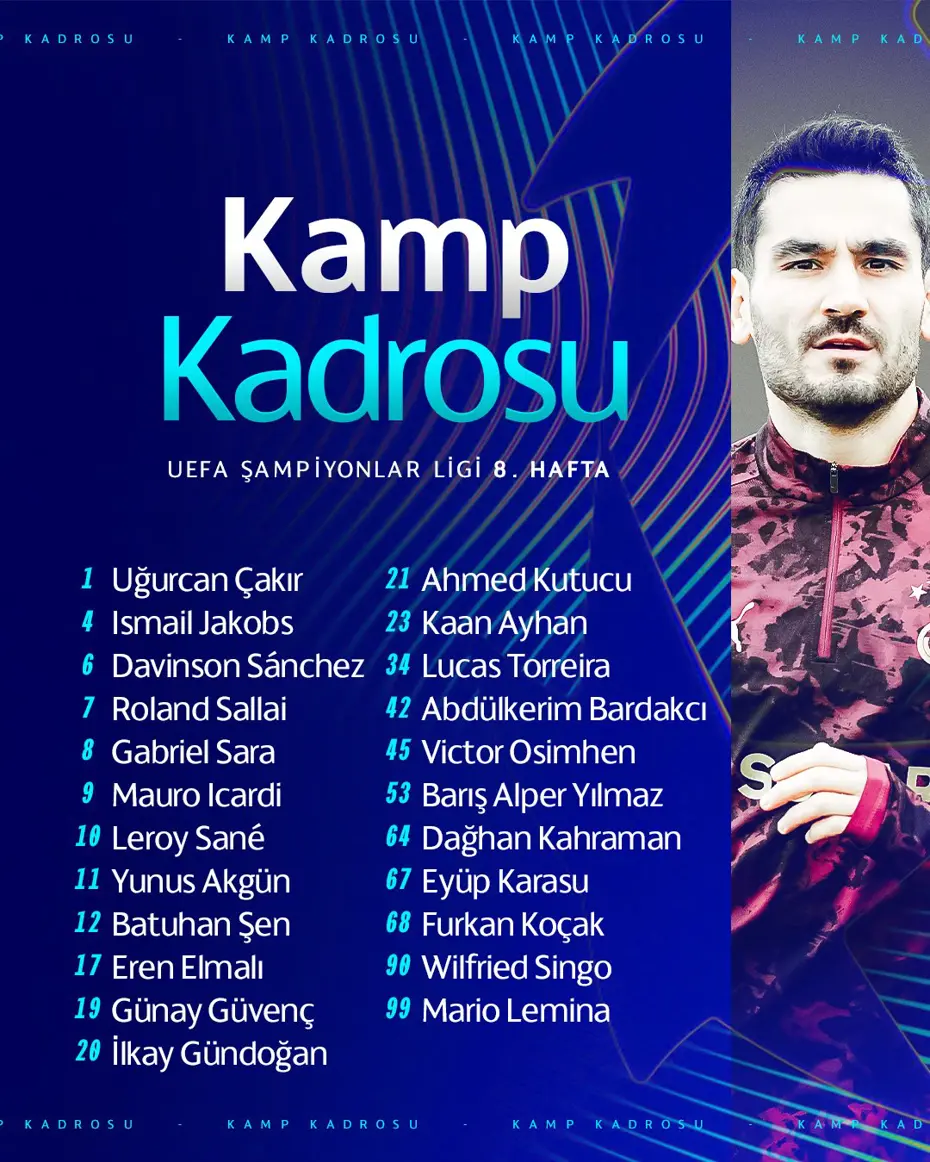 Galatasaray'da Manchester City maçı kamp kadrosu belli oldu: Yunus Akgün ve Singo kararı - 3
