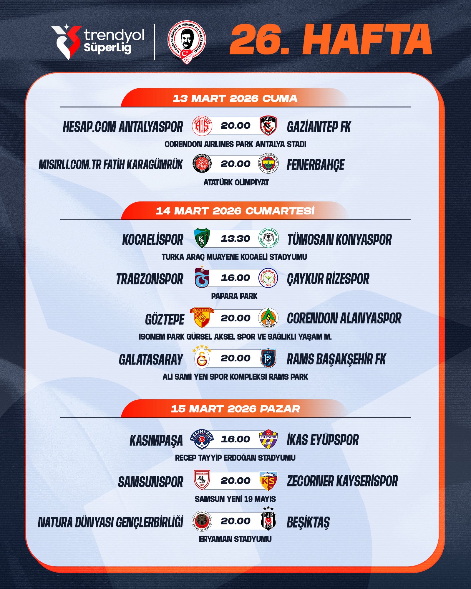 Süper Lig'de 26. ve 27. hafta programı açıklandı: Ertelenen 2 maç var - 2