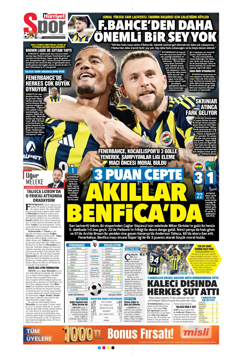"Galatasaray'a üçlü piyango" | Sporun manşetleri - 30