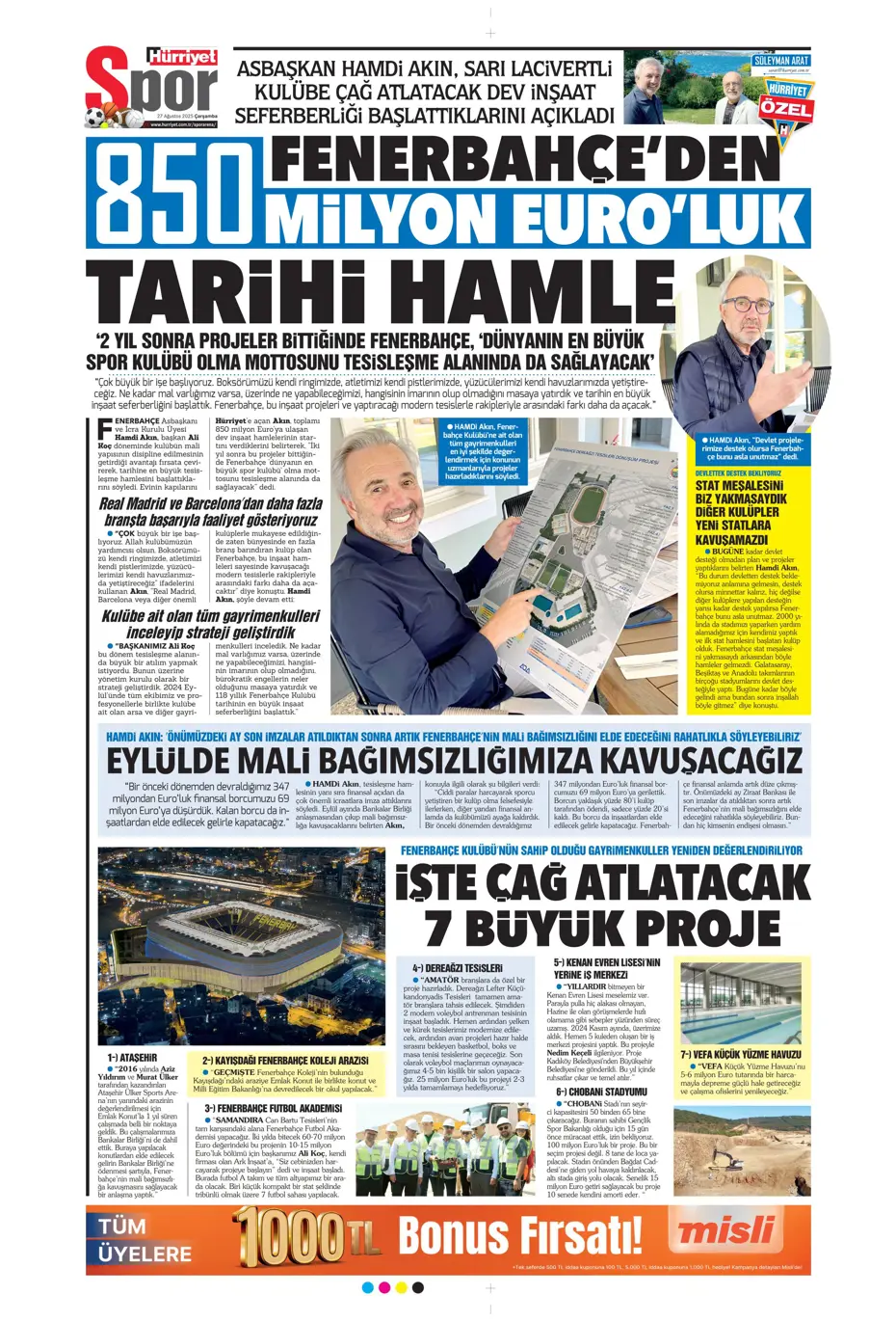 "Fenerbahçe'den 850 milyon euroluk tarihi hamle" | Sporun manşetleri - 17