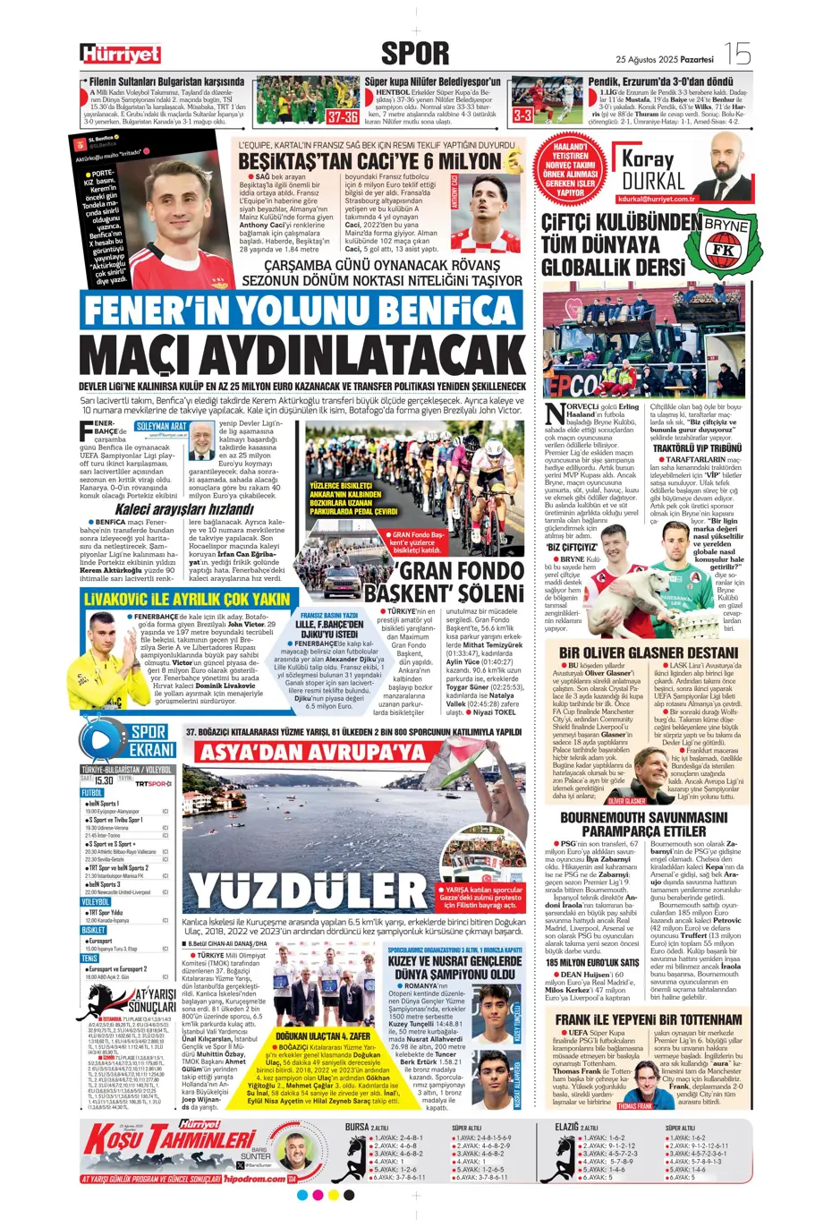 "Fenerbahçe'de Youri Tielemans tamam" | Sporun manşetleri - 22