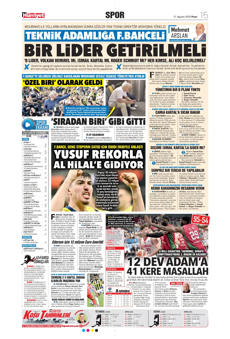 "Roger Schmidt'ten Fenerbahçe kararı" | Sporun manşetleri - 24