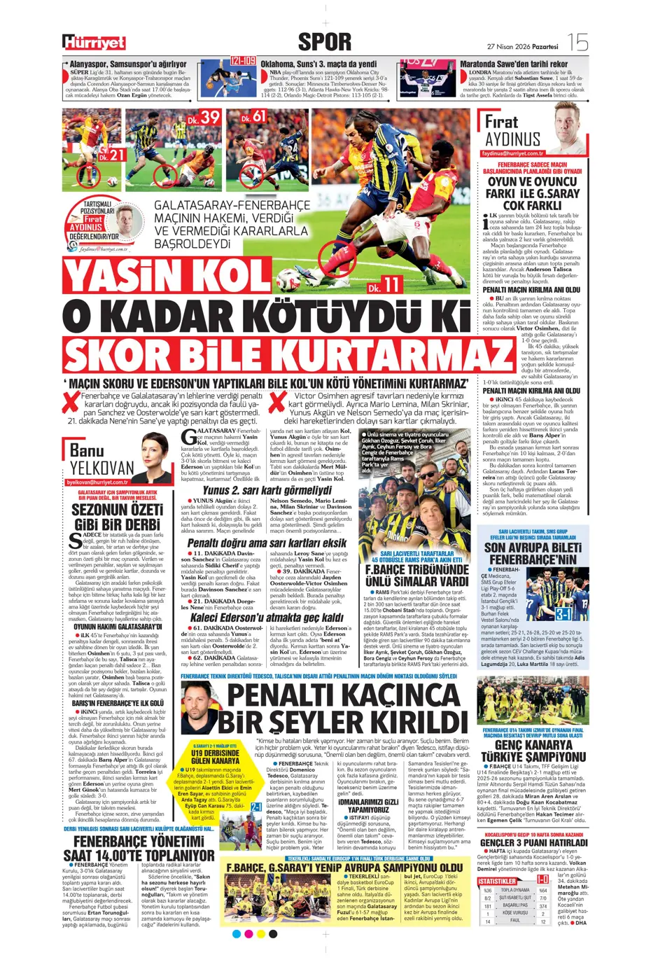 "Aslan Fener'i 7 bitirdi" | Sporun manşetleri - 10 "Aslan Fener'i 7 bitirdi" | Sporun manşetleri - 10