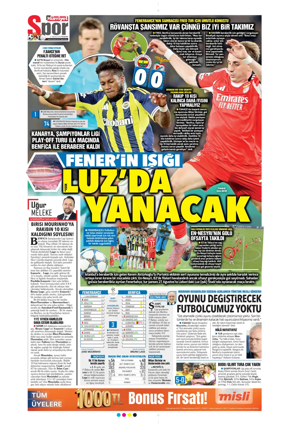 "Benfica'yı Kadıköy'de salladık ama yıkamadık" | Sporun manşetleri - 19