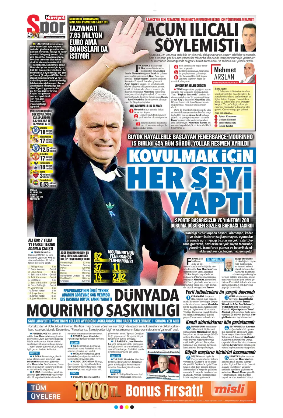 "Jose Mourinho'nun yerine 4 aday" | Sporun manşetleri - 16