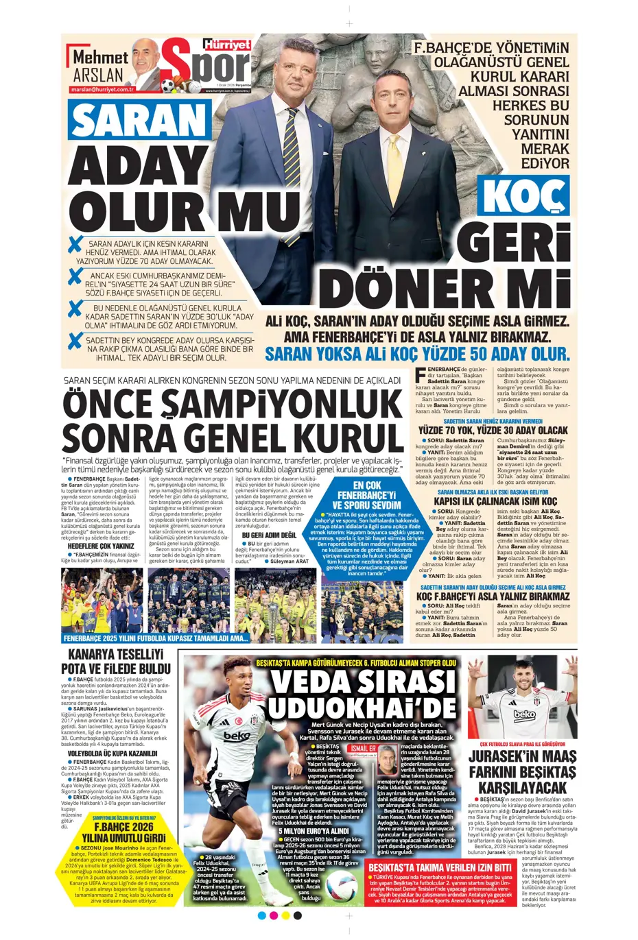 "Tedesco'dan transferde 3 isme olumlu rapor" | Sporun manşetleri - 24
