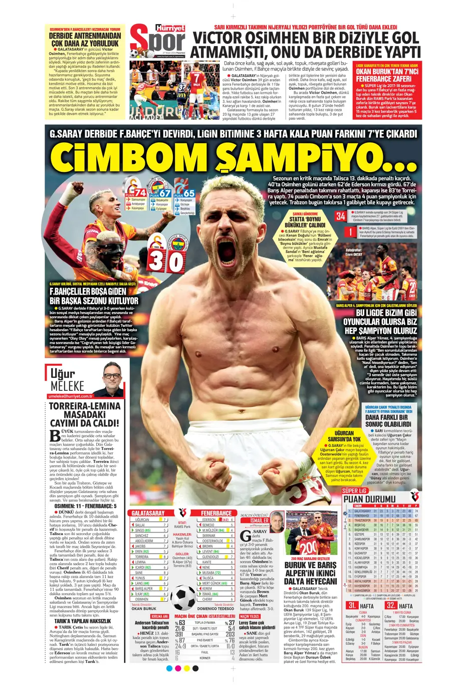 "Aslan Fener'i 7 bitirdi" | Sporun manşetleri - 32 "Aslan Fener'i 7 bitirdi" | Sporun manşetleri - 32