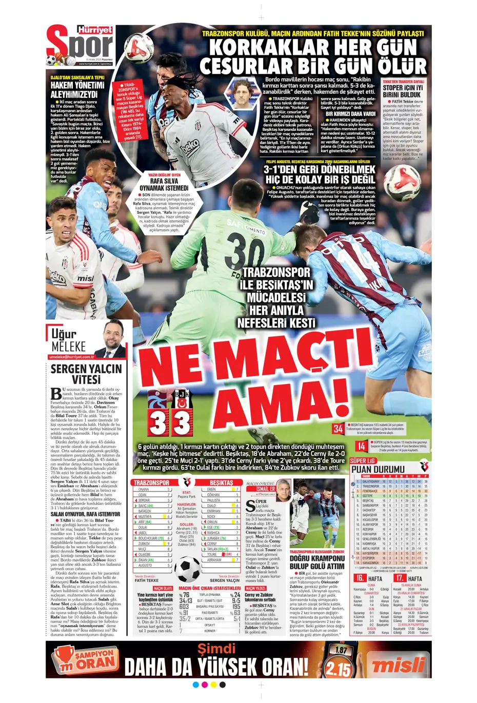 "Tedesco 8 ismi sildi, Fenerbahçe gönderiyor" | Sporun manşetleri - 33