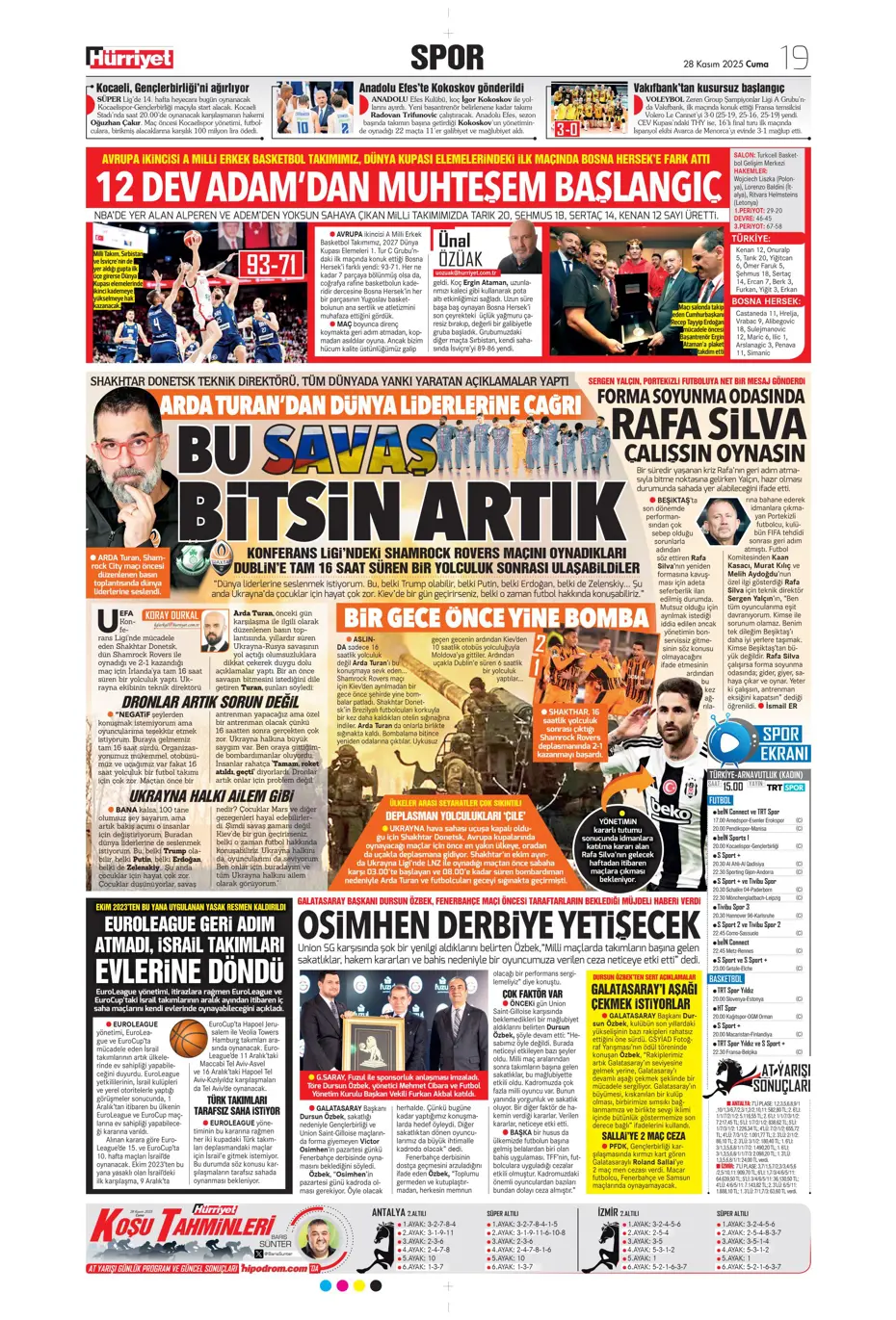 "Avrupa'nın lideri Samsunspor" | Sporun manşetleri - 18