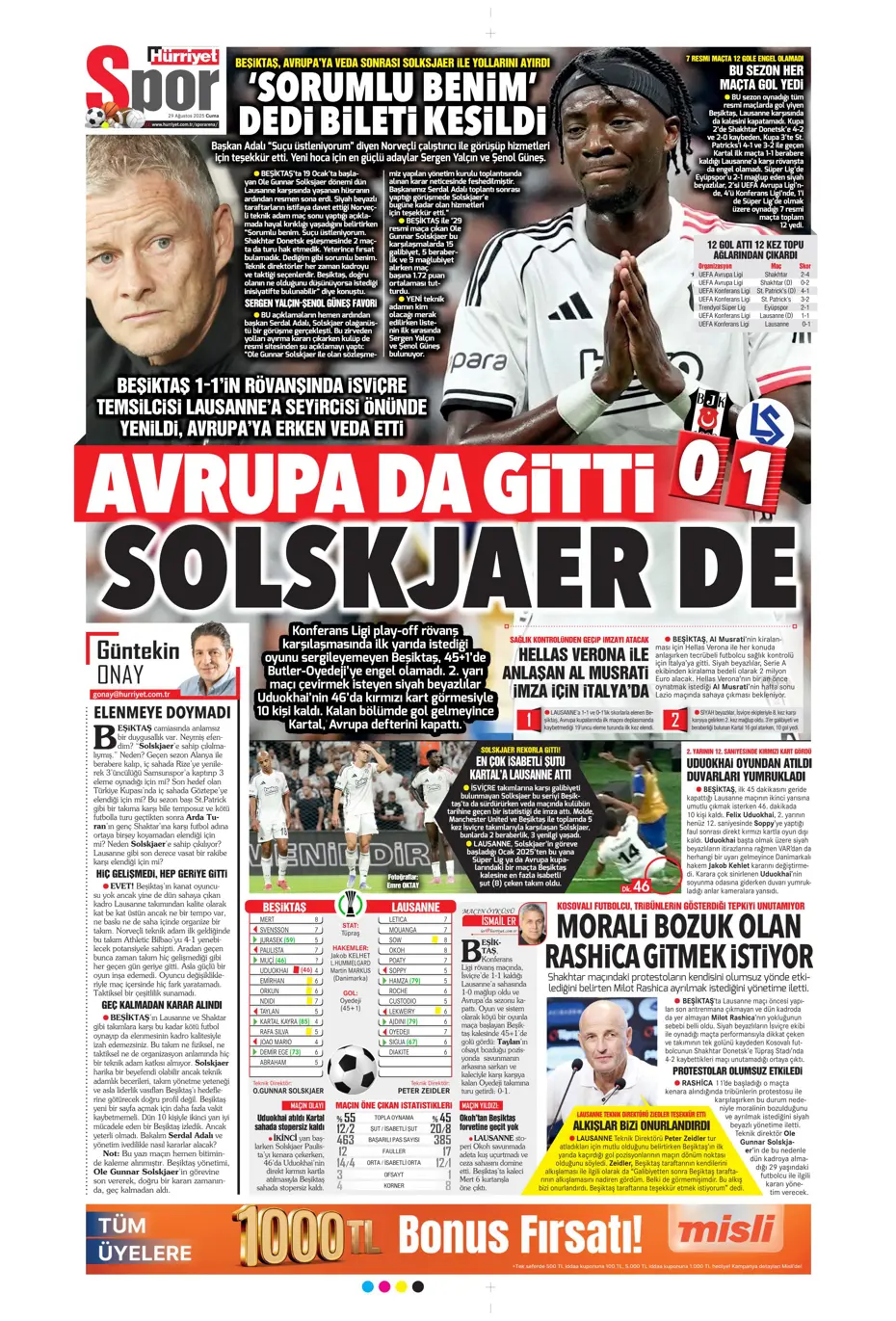 "Avrupa da gitti Solskjaer de" | Sporun manşetleri - 18