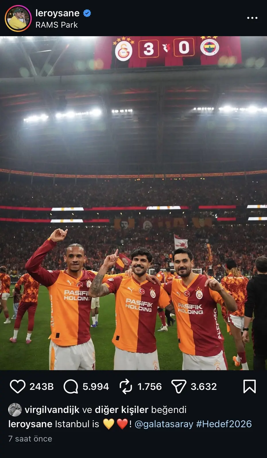 Galatasaray'ın derbi galibiyeti sonrası Van Dijk'dan flaş hamle! Sosyal medyayı sallayan fotoğraf - 4
