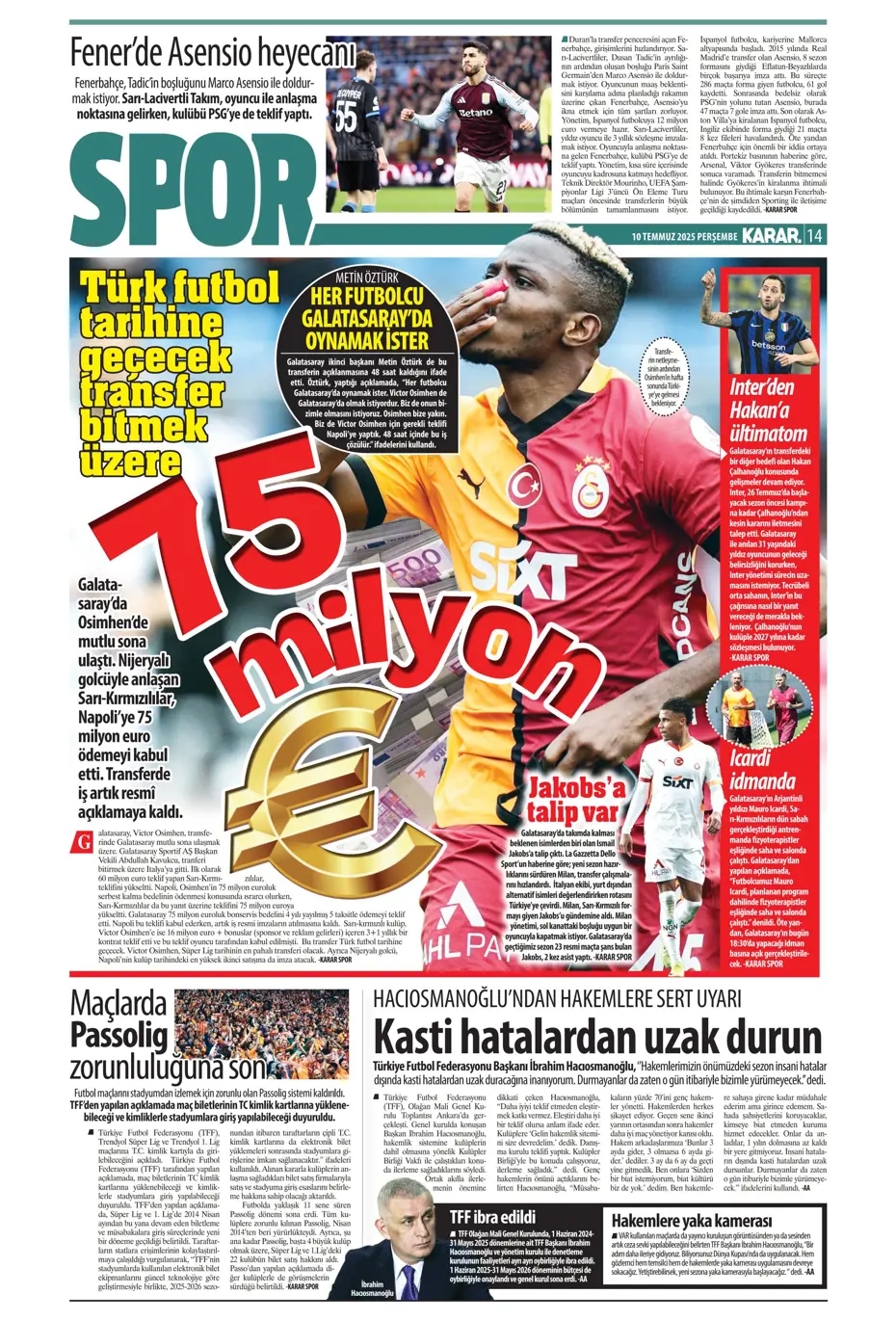 "Fenerbahçe'den Kerem Aktürkoğlu bombası" | Sporun manşetleri - 15