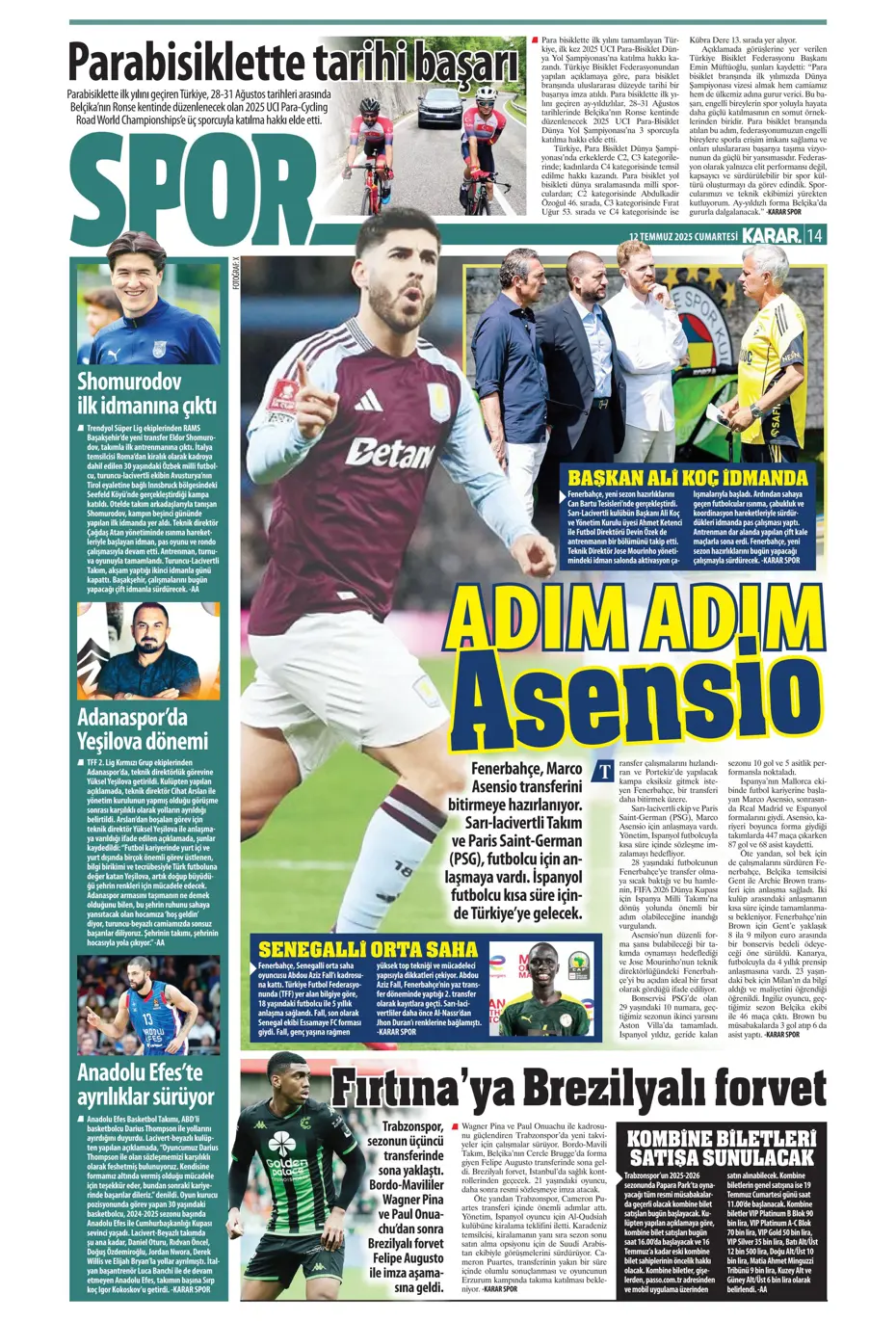 "Asensio ve Skriniar birlikte geliyor" | Sporun manşetleri - 15