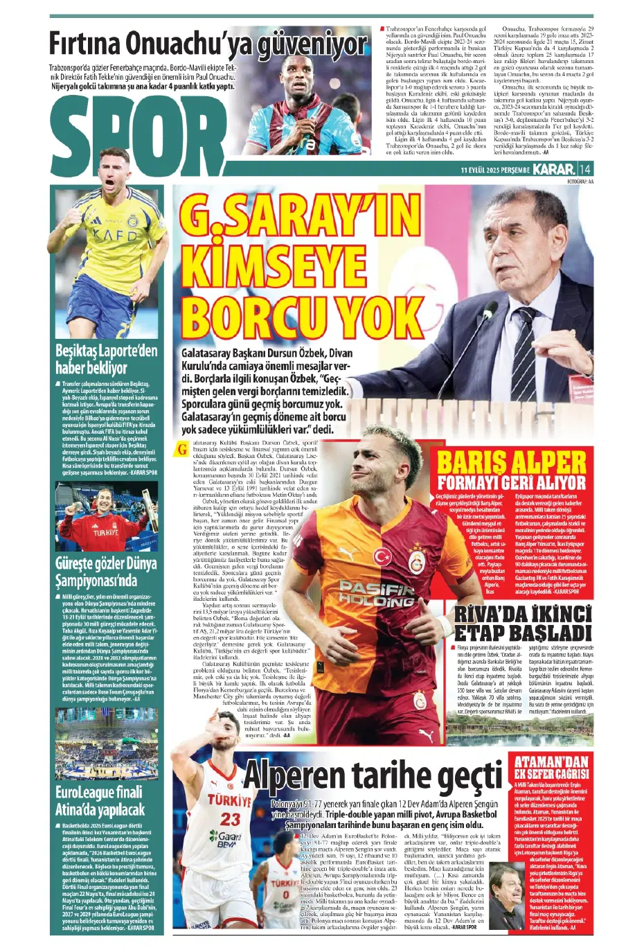 "Laporte ile mutlu son" | Sporun manşetleri - 15
