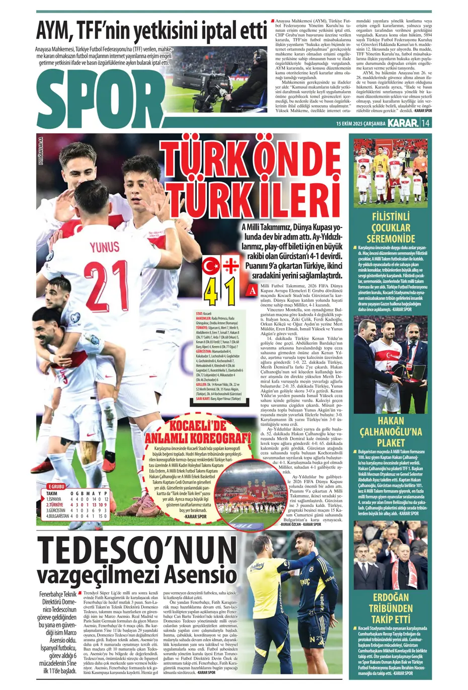 "Gürcistan'a dünyayı dar ettik" | Sporun manşetleri - 16