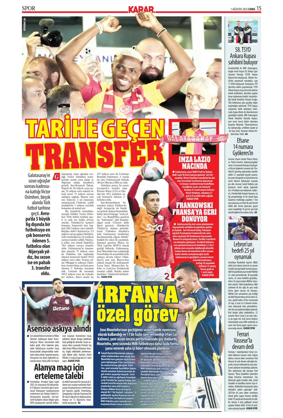 "Ederson için geri sayım" | Sporun manşetleri - 17
