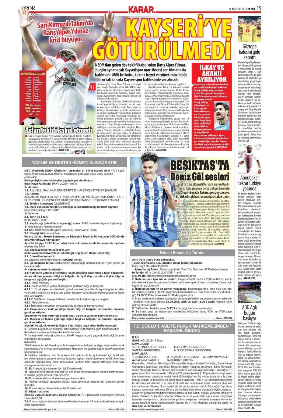 "Galatasaray'a üçlü piyango" | Sporun manşetleri - 27