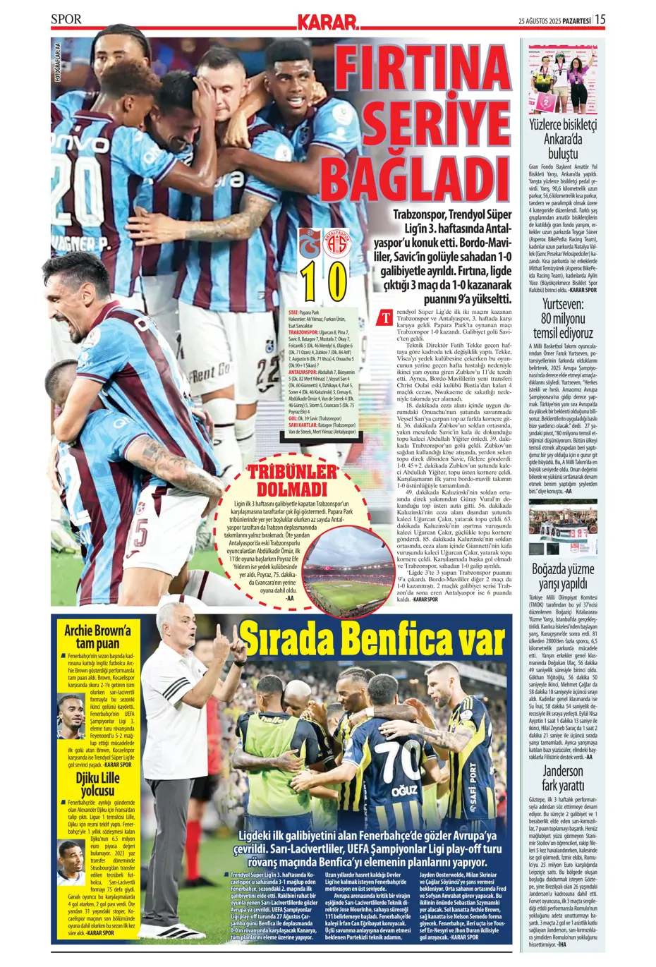 "Fenerbahçe'de Youri Tielemans tamam" | Sporun manşetleri - 18