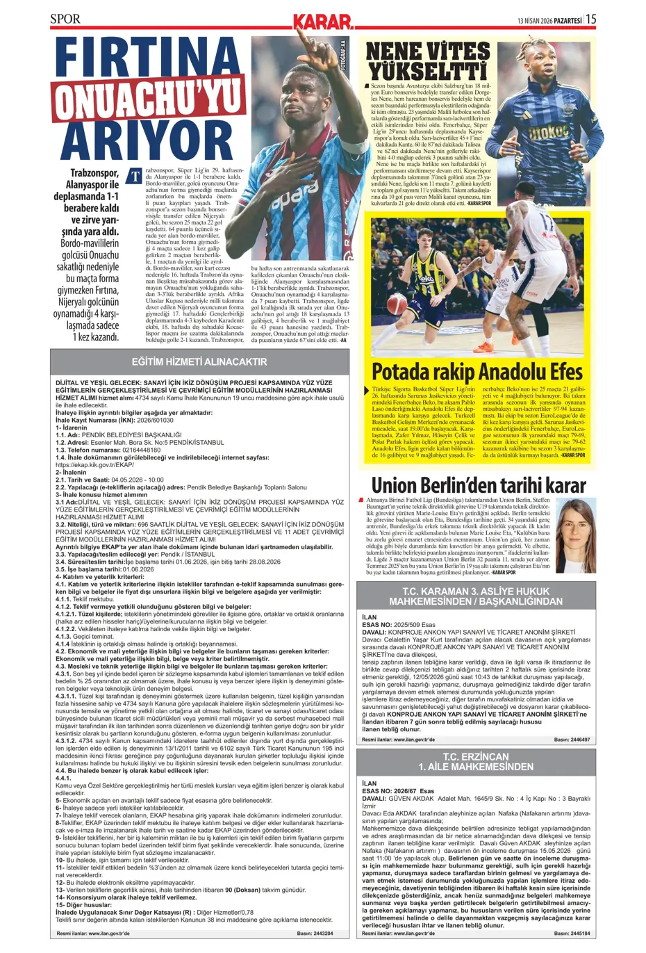 "Aslan krize girdi" | Sporun manşetleri - 19