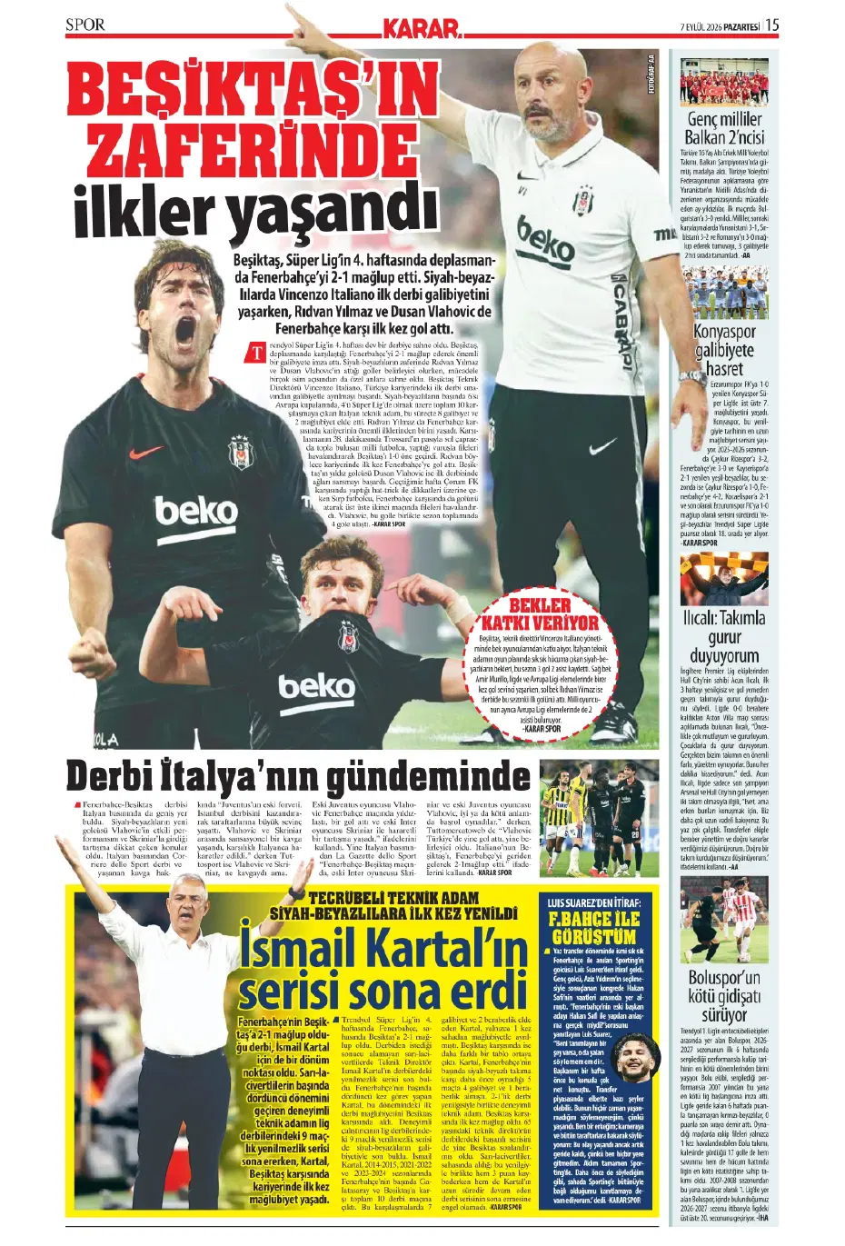 "İsmail Kartal'ın kader virajı" | Sporun manşetleri - 25