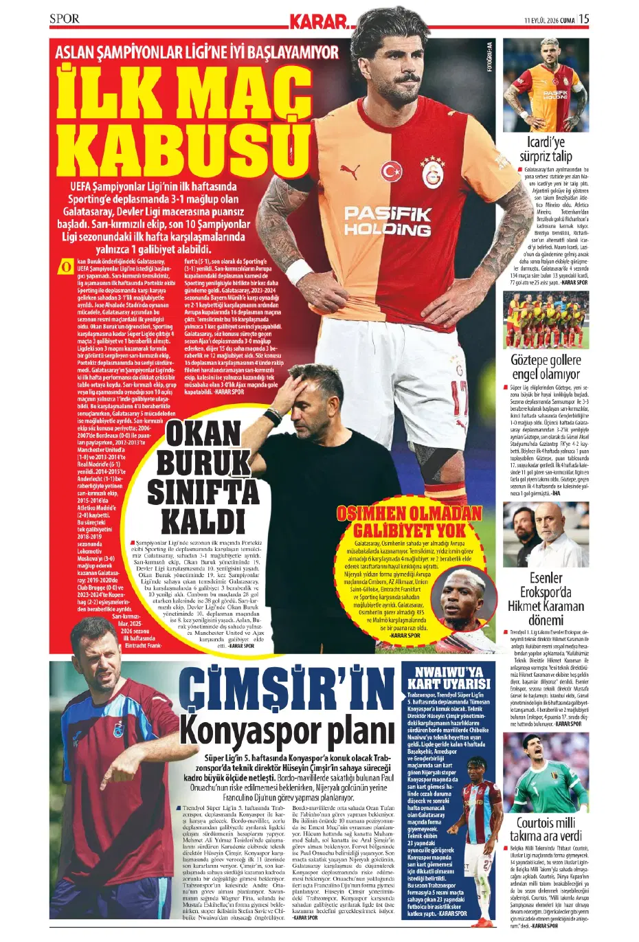 "İsmail Kartal gitti, geldi" | Sporun manşetleri - 15