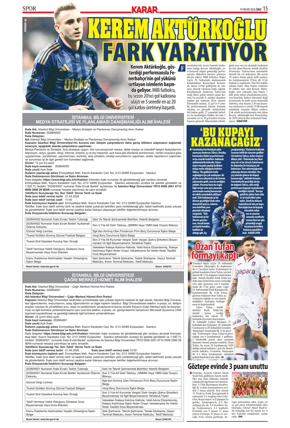 Tedesco takımdan ayrılmasına izin verdi, Fenerbahçe'ye veda ediyor | Sporun manşetleri - 29